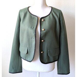 RIHOAS - The Green Round Neck Button-up Jacket - S
